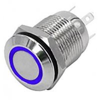 Tlačidlo OFF-(ON) 12mm, 250V/2A, modré presvetleni