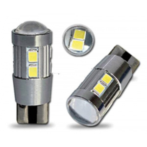 T10 biela, 10LED/5630SMD s čočkou