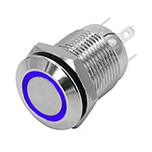 Tlačidlo OFF-(ON) 12mm, 250V/2A, modré presvetleni