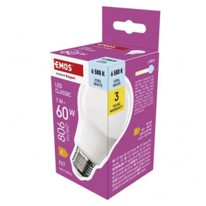 LED žiarovka/ E27 / 7 W (60 W) / 806 lm / 6500k
