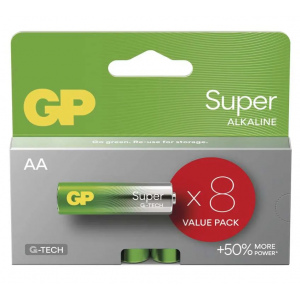Alkalická batéria GP Super LR6 (AA), 8 ks